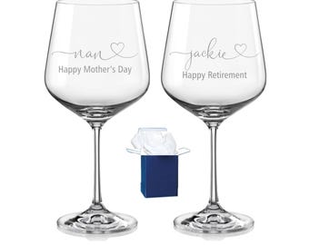 Personalized Wine Glass Birthday Gift 18th Celebration 21st Milestone 30th Present 40th Anniversary Wedding Stemware Custom Engraved Name