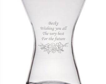 personalised engraved large flower vase, wedding gift, anniversary gift,  retirement gift, birthday gifts,   gifts for her , gifts for him