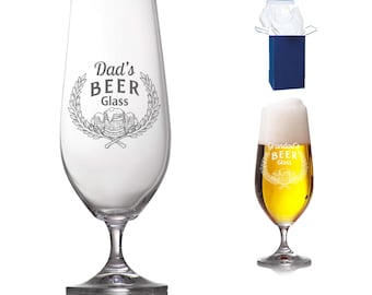 Personalised Engraved Stemmed Cider, Beer Glass Christmas, Birthday Gift Dad, grandads Beer