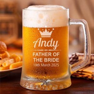 Personalised Beer Tankard Wedding Gift Groomsman Glass Engraved Pint Best Man Present Father Bride Thank You Usher Customized Drinking image 7