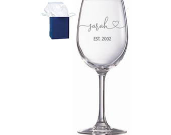 Personalised Engraved Wine Glass: Unique Birthday Gift, 18th, 21st, 30th, Any age or year