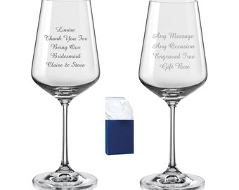 Personalised Wine Glass Engraved Red or White Wine Glass Gift, Custom Text on Wine Glassware, Bespoke Drinking Vino Glass