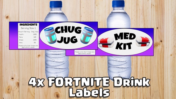 Fortnite Birthday Invitations Free Printable - 4x fortnite birthday party chug jug printable bottle wraps etsy