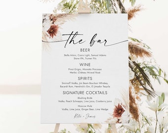 The Bar Sign Drink Menu Template Signature Drinks Sign  Signature Cocktail Sign His and Hers Bar Sign Wedding Bar Menu Wedding Drinks BH18