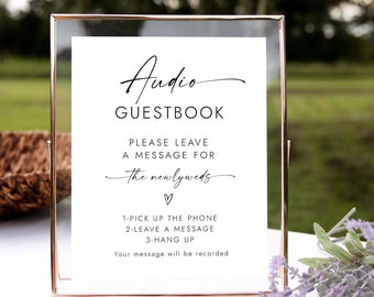 Audio Guestbook Sign Phone Guestbook Sign Phone Message Guest Book Modern Minimalist Wedding Sign Leave A Message For The Newlyweds W4 S1