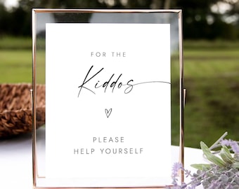 Kiddos Sign Wedding Kids Table Sign For Wedding Kids Menu Sign Wedding Kids Activity Table Sign Kids Favors Sign for Bridal Shower DIY W4 S1