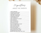 Minimalist Baby Shower Game 20 Questions About the Parents Who Knows The Parents Best Modern Baby Shower Funny Shower Instant Download MD4