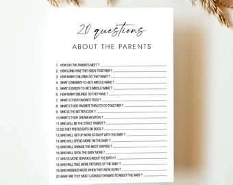 Minimalist Baby Shower Game 20 Questions About the Parents Who Knows The Parents Best Modern Baby Shower Funny Shower Instant Download MD4