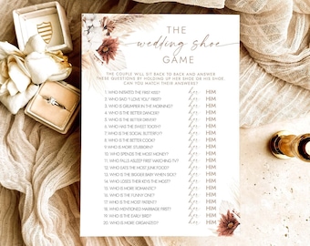 The Wedding Shoe Game Wedding Shoe Bridal Shower Game Fun Couples Game He Said She Said Boho Bridal Shower Games Bohemian Shower BH1