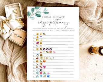 Bridal Shower Emoji Pictionary Game Wedding Emoji Bridal Shower Game Printable Icebreaker Hens Bachelorette Party Instant Download MD3