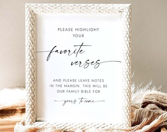 Highlight Favorite Bible Verses Sign Bible Guestbook Verse Sign Family Bible Sign Wedding Bible Verse Engagement Sign Bridal Shower W4 S1