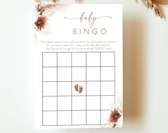 Baby Shower Baby Bingo Game Cards Baby Shower Bingo Cards Baby Shower Party Games Printable Boho Baby Shower Game Instant Download BH3