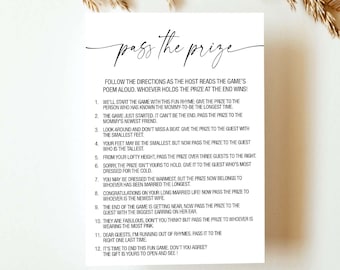 Pass the Prize Game Pass the Gift Poem Gift Passing Poem Baby Shower Rhyme Game Minimalist Baby Shower Game Gender Neutral Baby Shower MD4