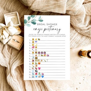 Ducha nupcial Emoji Pictionary juego boda Emoji despedida de soltera juego imprimible rompehielos gallinas despedida de soltera descarga instantánea MD3