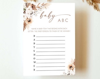 Baby Shower ABC Game Baby ABC game Boho Baby Shower Games Baby ABC's Game,  A to Z Item Fun Baby Shower Games Instant Download BH4