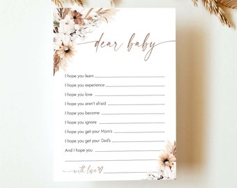 Boho Baby Shower Game Wishes For Baby Cards Baby Wishes Cards Baby Shower Games Dear Baby Card Gender Neutral Instant Download BH4