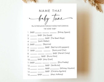 Name That Baby Song Game Name That Baby Tune Game Fun Baby Shower Games Minimalist Baby Shower Games Printable Instant Download MD4