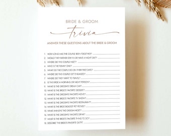 Bridal Shower Trivia Game Who Knows The Couple Best Game Minimalist Bridal Shower Game Bridal Trivia Shower Games Instant Download MD2