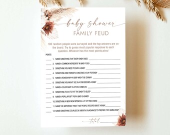 Baby Feud Game Baby Shower Family Feud  Game Fun Baby Shower Game Boho Baby Shower Game Printable Instant Download Gender Neutral BH3