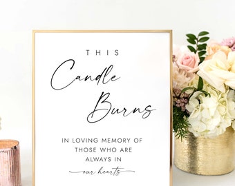 Minimalist This Candle Burns Sign Template In Loving Memory Sign Memorial Sign Wedding In Memory Sign Wedding Remembrance Sign DIY W2 S1