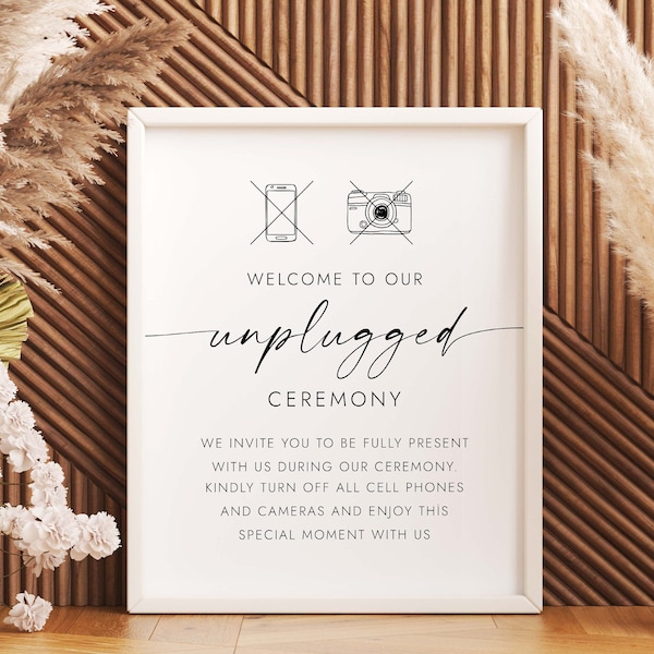 Unplugged Ceremony Wedding Sign Wedding Unplugged Ceremony Sign Minimalist Wedding Simple No Cell Phone Sign Turn Off CellPhone Sign W4 S1