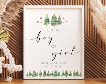 Christmas Baby Shower Sign Winter Boy or Girl Sign Guess the Gender Sign Gender Reveal Shower He or She Winter Wonderland Baby Shower CHR4