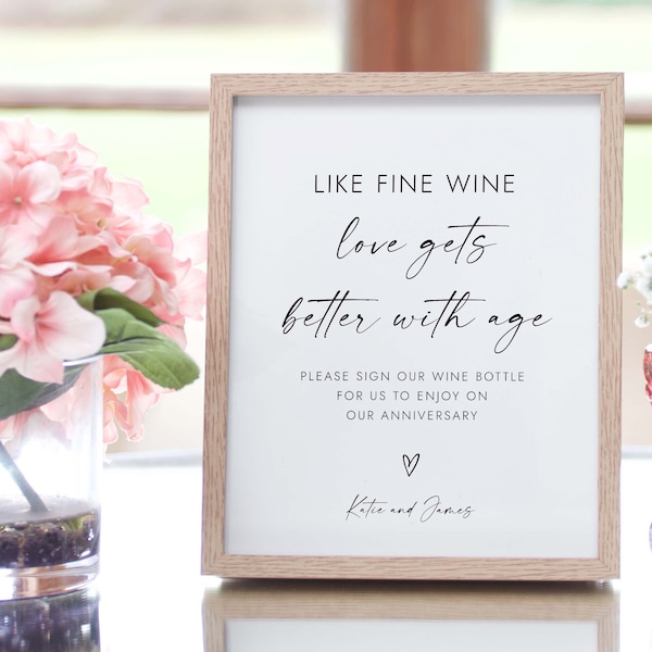 Wedding Wine Bottle Sign Wine Guestbook Wedding Wine Guest Book Sign Like Wine Love Gets Better With Age Sign Like Wine Sign Printable W2 S1