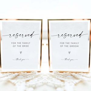 Wedding Reserved Signs Minimalist Reserved Sign Minimalist Reserved Cards Reserved Seat Sign Editable Reserved Sign Template Printable W4 S1