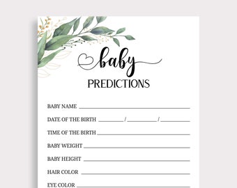 Tarjetas de predicción de bebés Predicciones de bebés Tarjeta de conjeturas de bebés Adivina la vegetación para bebés Juegos de baby shower Niño niña Género neutro imprimible C16