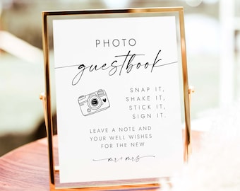 Photo Guest Book Sign Wedding Photo Guestbook Sign Minimalist Photo Wedding Sign Printable Polaroid Wedding Sign Leave A Photo Sign W4 S1