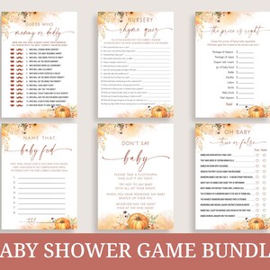 Baby Trivia Game Cards For Shower - Set Of 25, Pumpkin Theme, Gender Neutral, 5x7 Inches