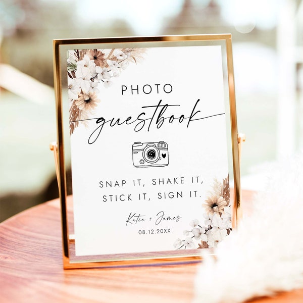 Photo Guestbook Sign Wedding Photo Guestbook Sign Template Photo Guest Book Sign Bohemian Photo Snap it Shake it Stick it Sign it BH28