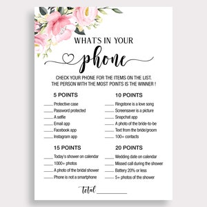 Printable Phone Game, What's in Your Phone Game, What is in Your Cell ...