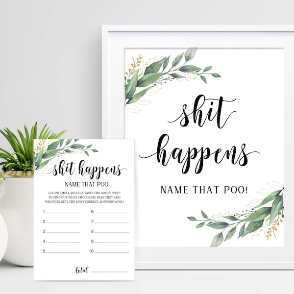 Shit Happens Baby Shower Games Name That Poo Guess the Sweet Mess Dirty Diaper Game Guess Chocolate Bar Game Fun Funny Printable C16 D28