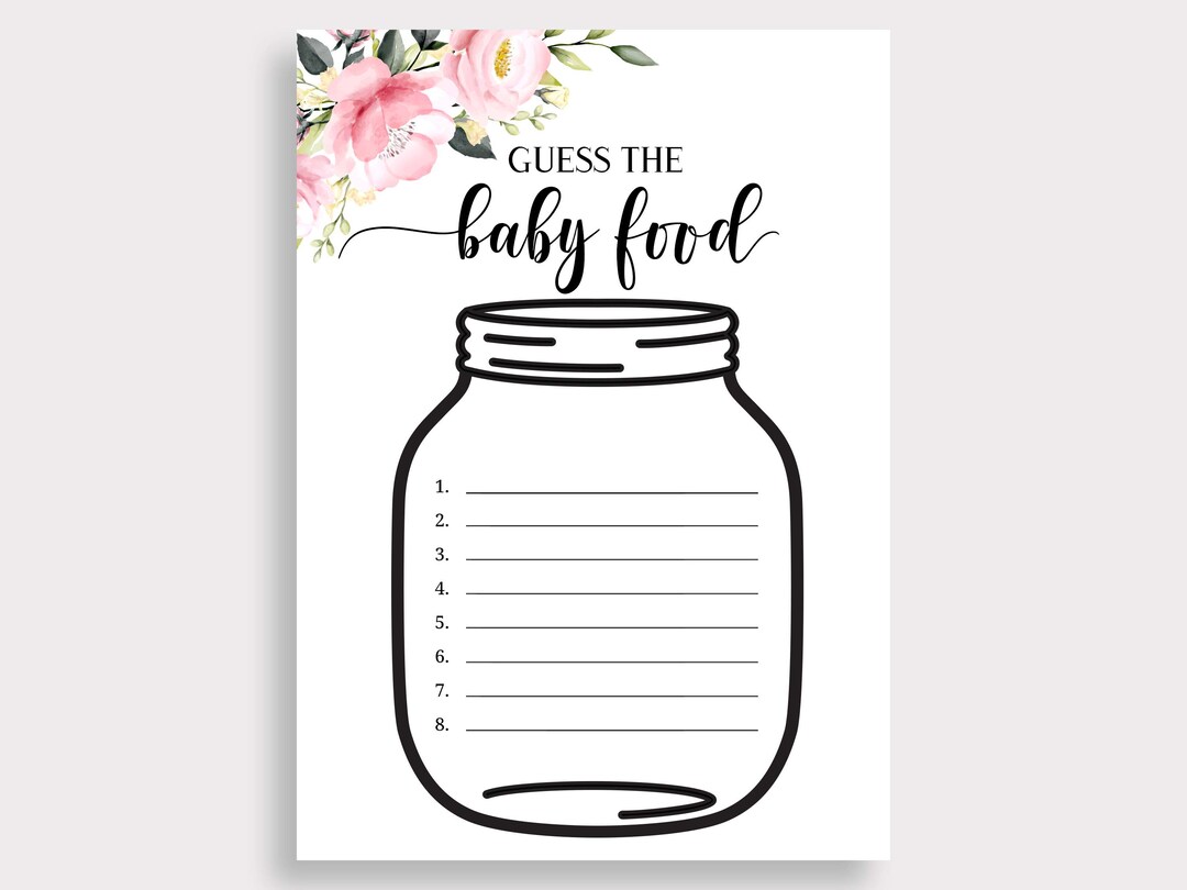 Guess the Baby Food Game Baby Shower Food Games Floral Baby Shower