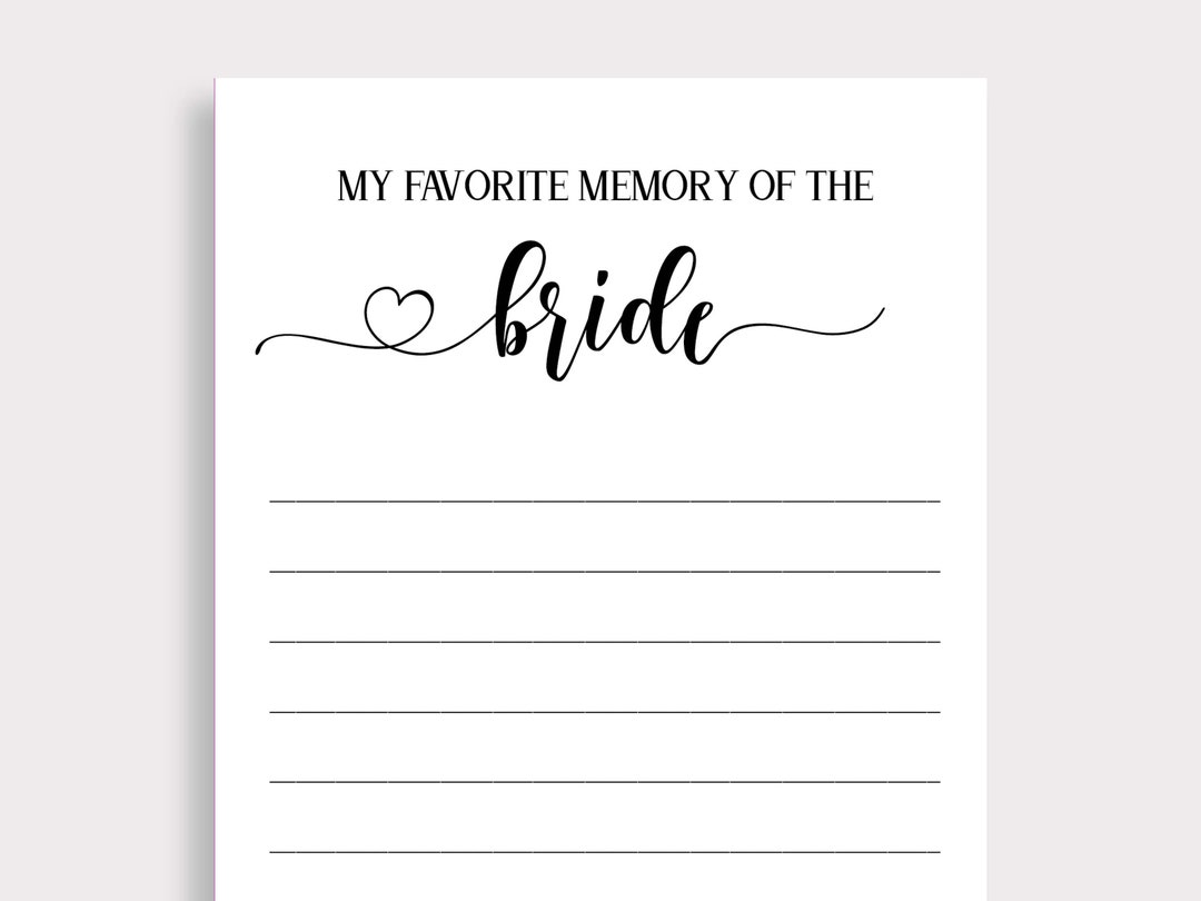 Favorite Memory With the Bride, Minimal Memory Bride Cards, Simple ...