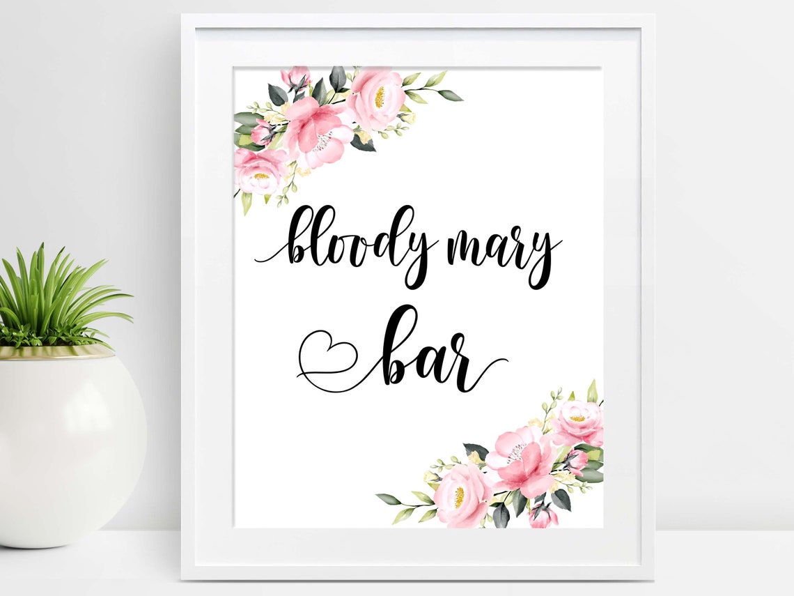 Bloody Mary Bar Sign Drink Bar Sign Printable Boho Bridal - Etsy