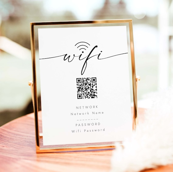 WIFI Password Sign Minimalist Wifi Sign Printable WiFi QR Code Sign Simple Internet Sign Modern Guest Room Sign Editable QR Signs W4 S1