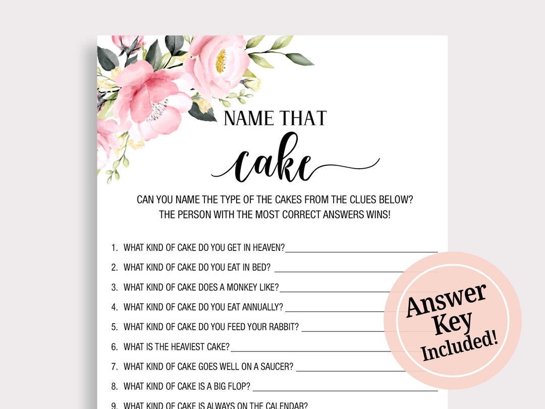 Bridal Shower Name That Cake Game Guess the Cake Name - Etsy