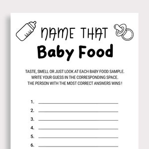 Guess the baby food game sheet hot sale