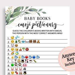 Livres pour bébés Emoji Pictionary Jeu Baby Shower Livres pour bébés Jeu Livre pour enfants Emoji Jeu d'images Verdure Baby Shower Emoji Jeu T16