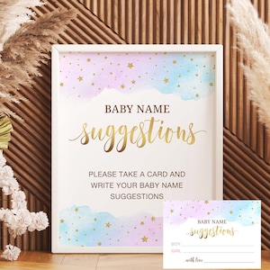 Baby Name Vorschläge Zeichen Baby Namen Ideen Karte Rosa und Blau Baby Shower Zeichen Geschlecht offenbaren Baby Shower Zeichen Sofortiger Download GR8