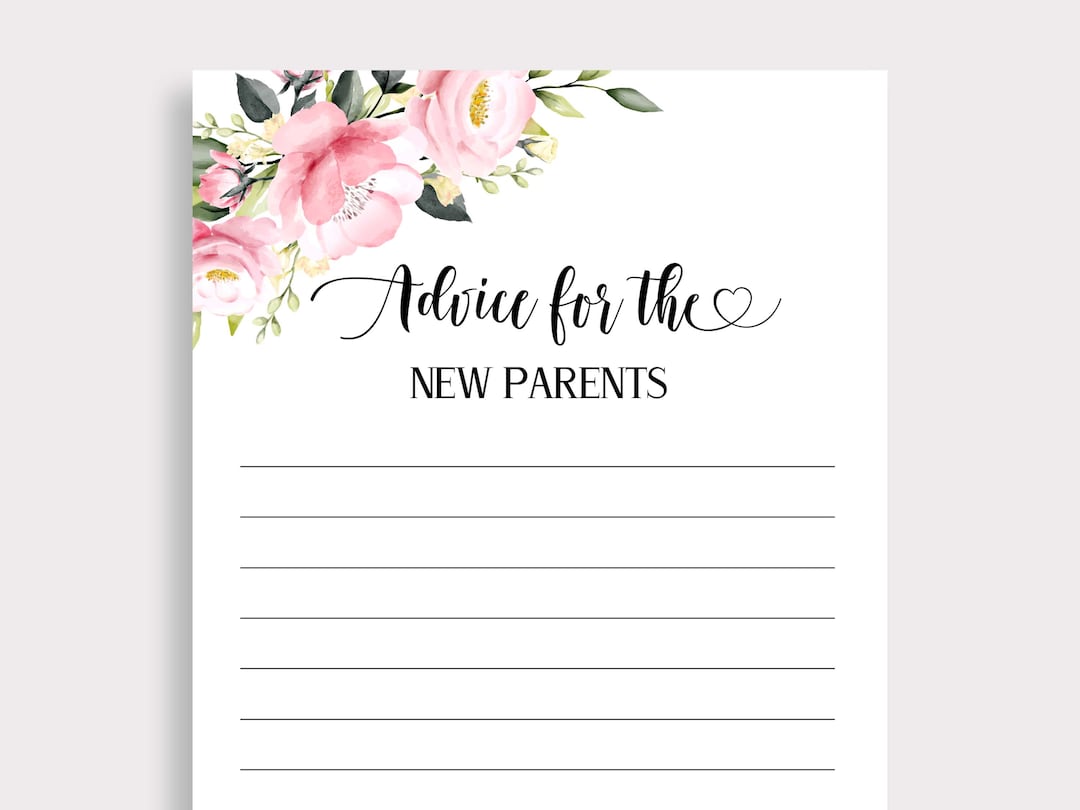 Advice for the New Parents Cards Words of Wisdom Advice for Parents Floral Pink Baby Shower