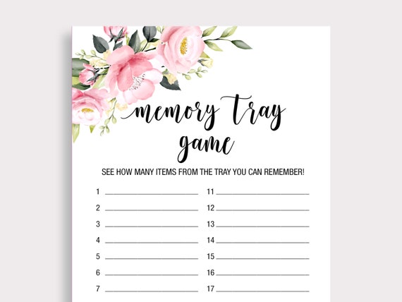 Memory Tray Game, Floral Apron Game, Guess the Items on Apron, Boho, Pink  Rose Guessing Game, Printable Bridal Shower Games, Digital, P18
