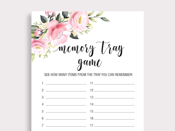 Memory Tray Game, Floral Apron Game, Guess the Items on Apron, Boho, Pink  Rose Guessing Game, Printable Bridal Shower Games, Digital, P18