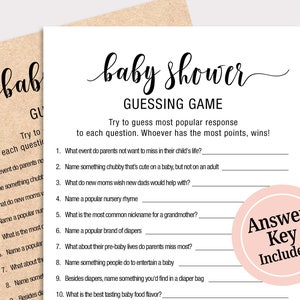 Baby Shower Trivia Game Printable, Baby Shower Trivia Quiz, Rustic Baby  Shower Game, Instant Download, Kraft Paper Baby Shower Game