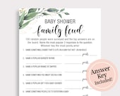 Fun Baby Shower Feud  Game Baby Family Feud Game Baby Shower Game Greenery Baby Shower Game Printable Instant Download Gender Neutral C16