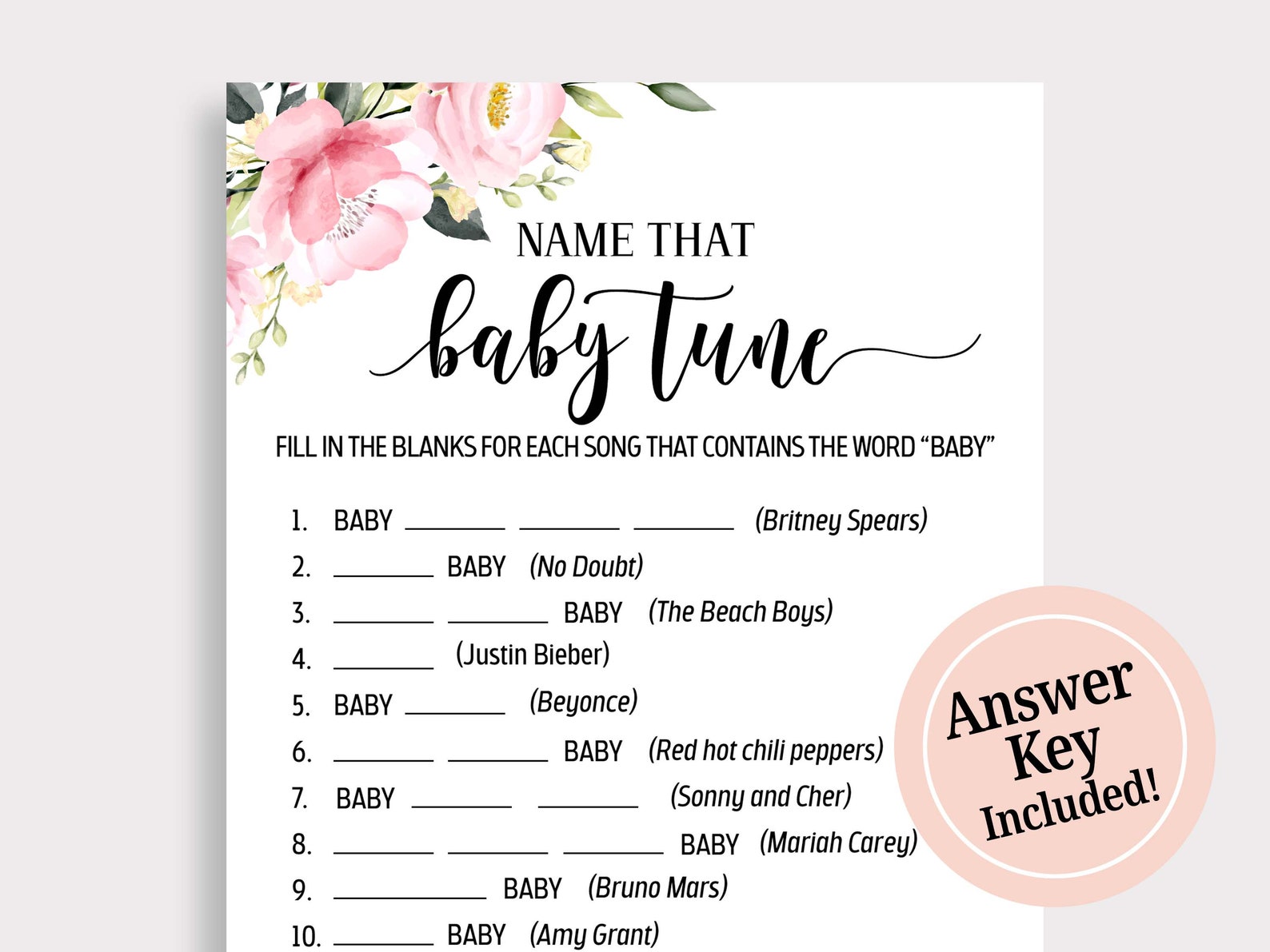Name That Baby Tune Baby Shower Game Name That Baby Song - Etsy