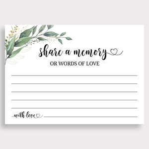 Compartilhe uma memória ou palavras de cartões de amor Cartão de memória para funeral Memorial Caixa de memória Cartões de memória para veteranos Cartões de lembrança imprimíveis