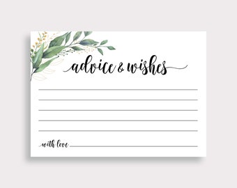 Advice Wishes Card Bridal Shower Wishes Card Wedding Advice Card Template Baby Shower Printable Cards Instant Download C16, C18, D28, D32